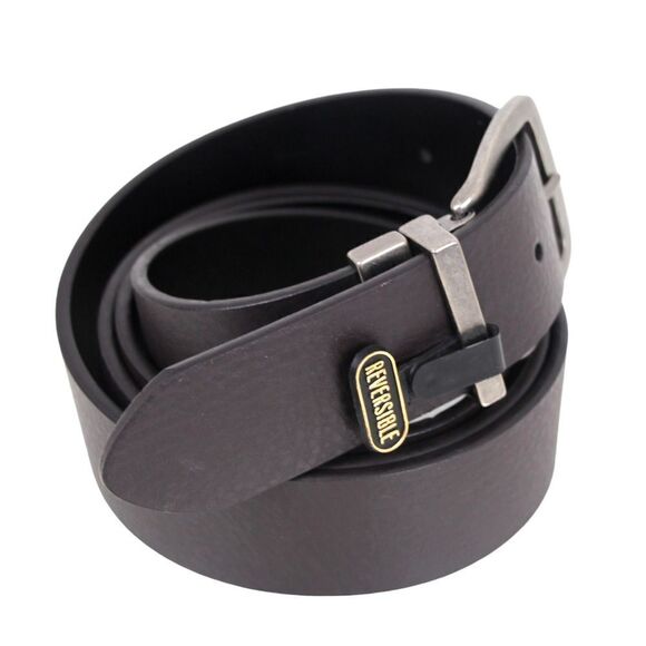 NWT GNW BLACK BROWN REAL LEATHER 1 3/8"Wd REVERSIBLE CASUAL DRESS BELT 50 (R64 - Picture 5 of 16